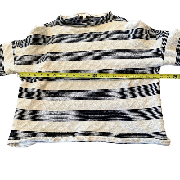 Anthropologie Eri + Ali Navy and White Striped Mock Neck Sweater Size Large - Picture 7 of 9